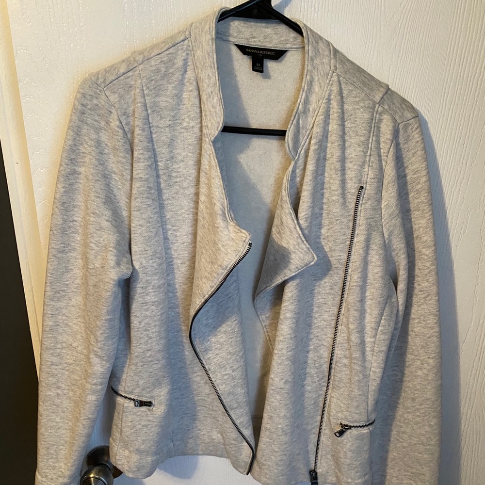 Banana Republic sweater asymmetrical zip blazer
